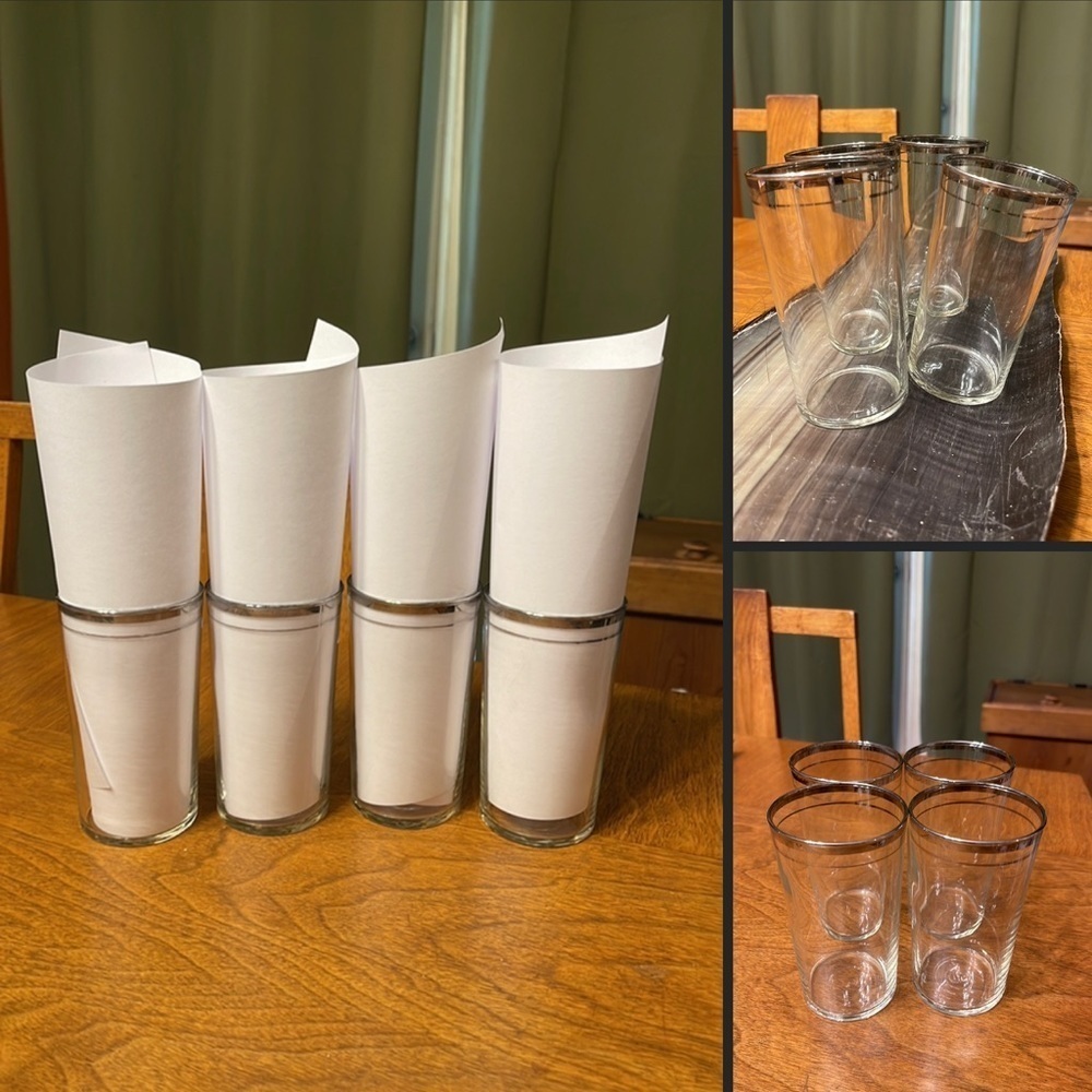 Vintage Mid Century Dorothy Thorpe Silver Rim Tumbler Glass Set MCM Barware